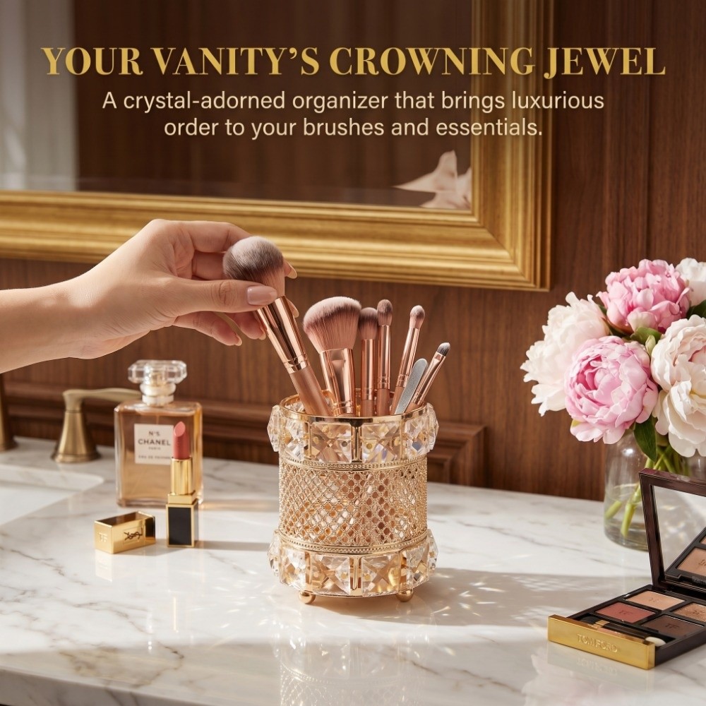 ที่ใส่แปรงแต่งหน้าสีทอง กล่องเ - Luxury Skincare And Makeup Brands บทวิจารณ์และราคา